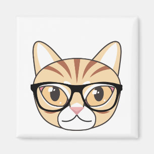 Nerdy Tabby Cat with Glasses Magnet