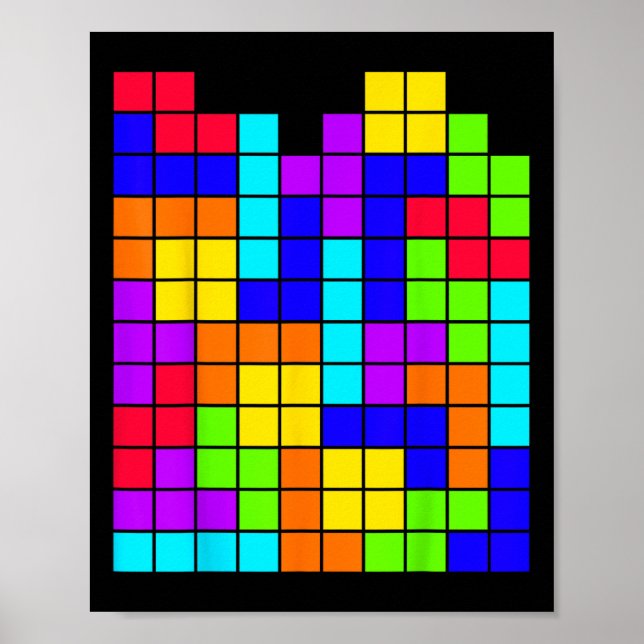 Nerdy Tetrominoes Block Puzzle Video Game Math Tea Poster (Front)