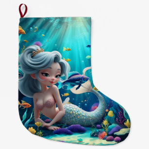 Nerina – The Gentle Mermaid of Coral Dreams.  Large Christmas Stocking