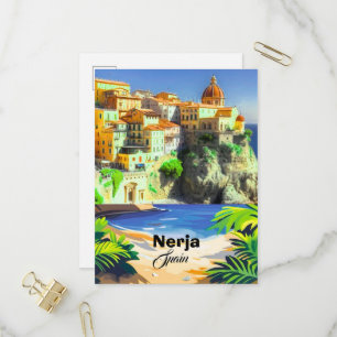 Nerja Spain Travel Postcard Art, Spain Travel Post