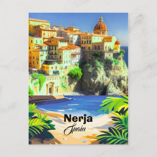 Nerja Spain Travel Postcard Art, Spain Travel Post