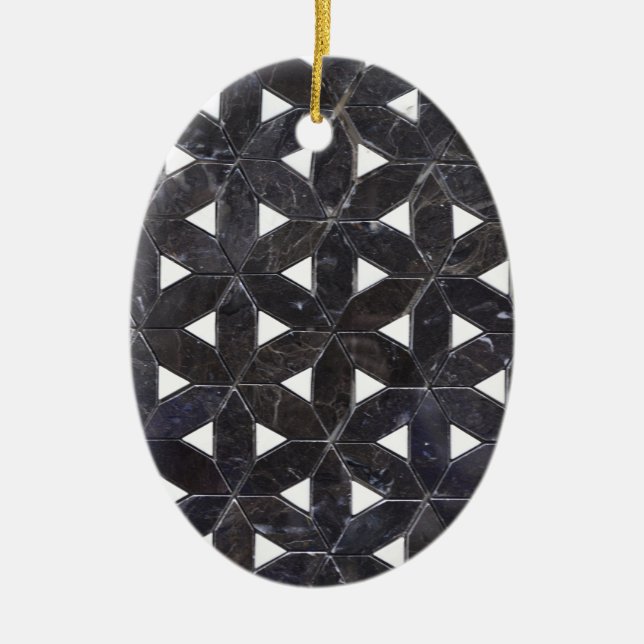 Nero Marquina Geometric Lattice Mosaic Ceramic Tree Decoration (Front)