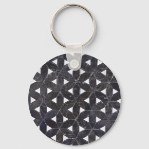 Nero Marquina Geometric Lattice Mosaic Key Ring