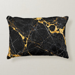 Nero Portoro Luxury Black Gold Marble Design Decorative Cushion
