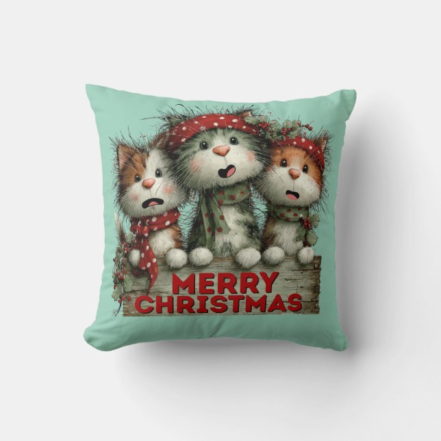 Nerry Christmas Cats Cushion (Front)