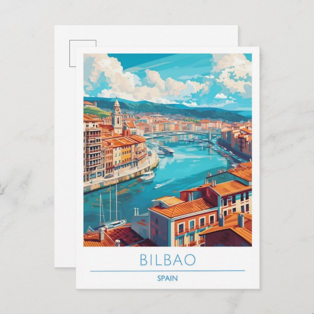 Nervion River Bilbao Spain Vintage Travel  Postcard (Front/Back)