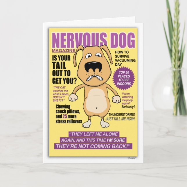 Nervous Dog Magazine funny birthday card (Front)