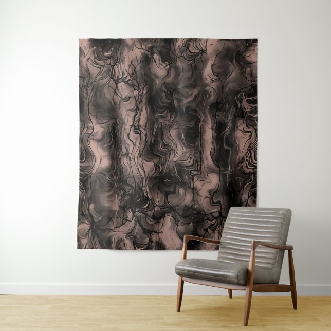 Nervous Energy Grungy Abstract Art Desert Mist Tapestry (In Situ)