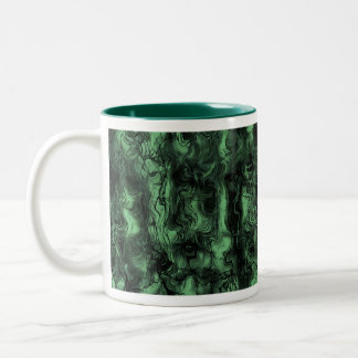 Nervous Energy Grungy Abstract Art Green Ash Two-Tone Coffee Mug