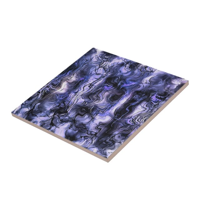 Nervous Energy Grungy Abstract Art In Inkwell Blue Tile (Side)