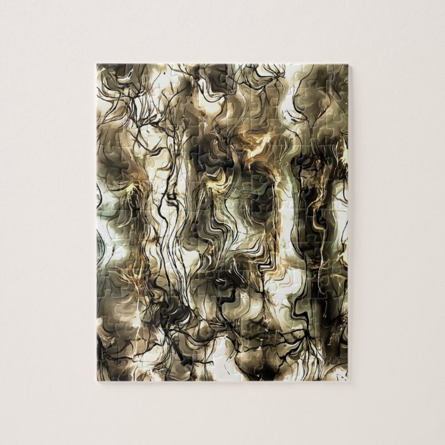 Nervous Energy Grungy Abstract Art In Yellow and G Jigsaw Puzzle (Vertical)