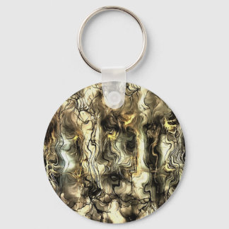 Nervous Energy Grungy Abstract Art In Yellow and G Key Ring