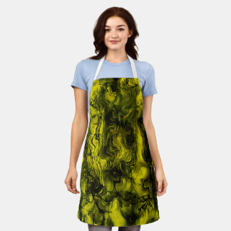 Nervous Energy Grungy Abstract Black and Yellow Apron