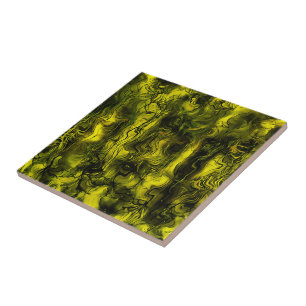 Nervous Energy Grungy Abstract Black and Yellow Tile