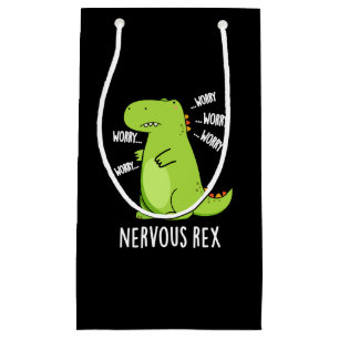 Nervous Rex Funny Dinosaur TRex Pun Dark BG Small Gift Bag