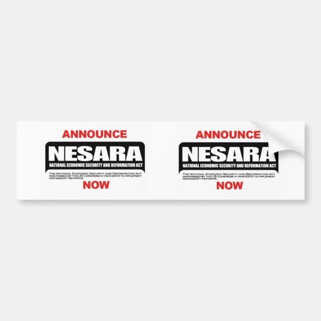 Nesara bumper sticker (Front)