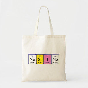 Nesrine periodic table name tote bag