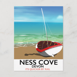 Ness Cover Devon vintage rail travel poster Postcard