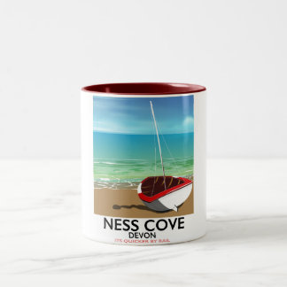 Ness Cover Devon vintage rail travel poster Two-Tone Coffee Mug