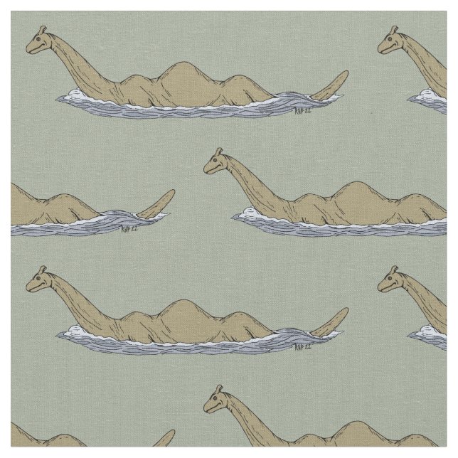 Nessie the Loch Ness Monster Fabric (Close Up)