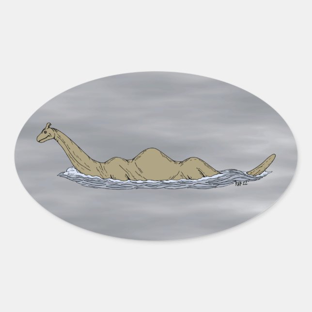 Nessie the Loch Ness Monster Oval Sticker (Front)