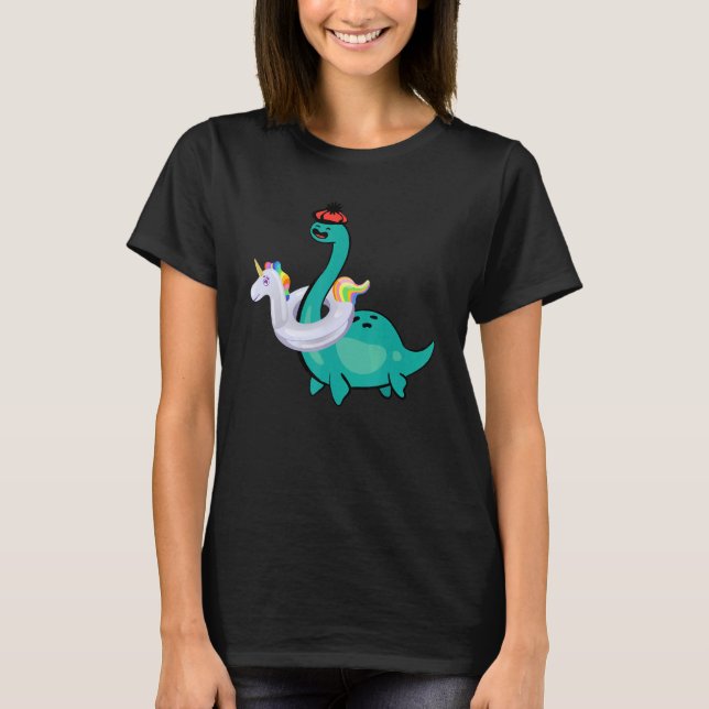 Nessie Unicorn Pool Inflatable Loch Ness Monster T-Shirt (Front)