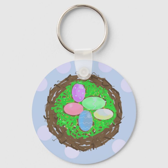 Nest of Easter Eggs Key Ring (Front)