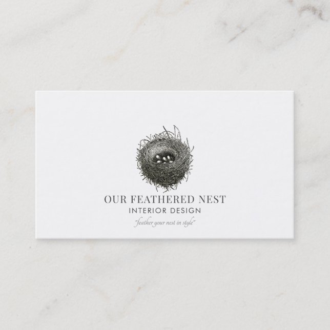 Nest Of Twigs Feathered Nest Interior Design Business Card (Front)