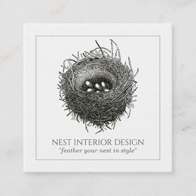 Nest Of Twigs Interior Design Square Business Card (Front)