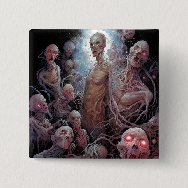 Nest Of Undead Zombies Horror Art 15 Cm Square Badge (Front)