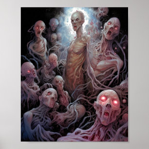 Nest Of Undead Zombies Horror Art Poster
