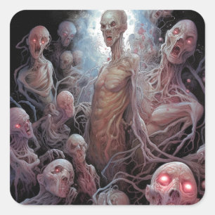 Nest Of Undead Zombies Horror Art Square Sticker