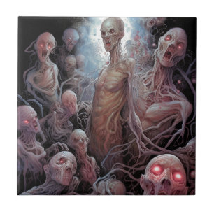Nest Of Undead Zombies Horror Art Tile