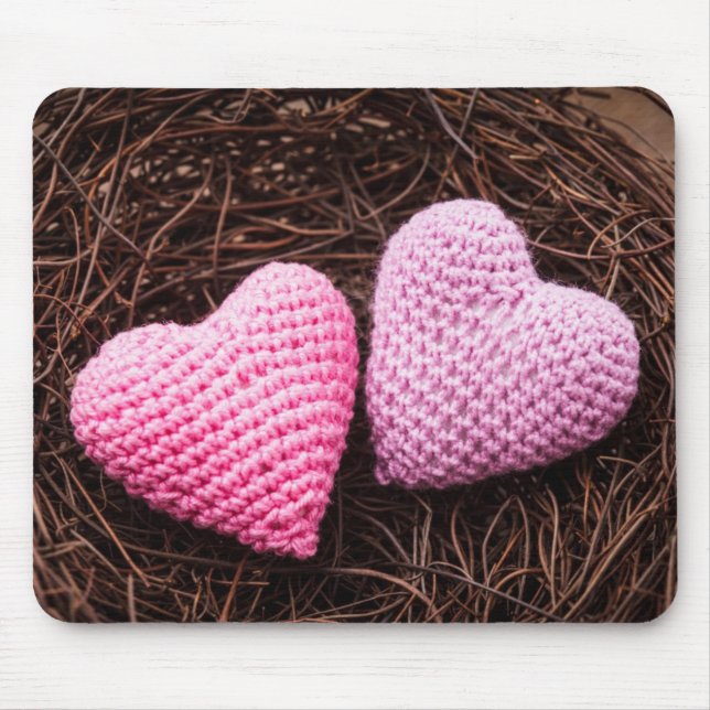 Nest With Hearts Mouse Mat (Front)
