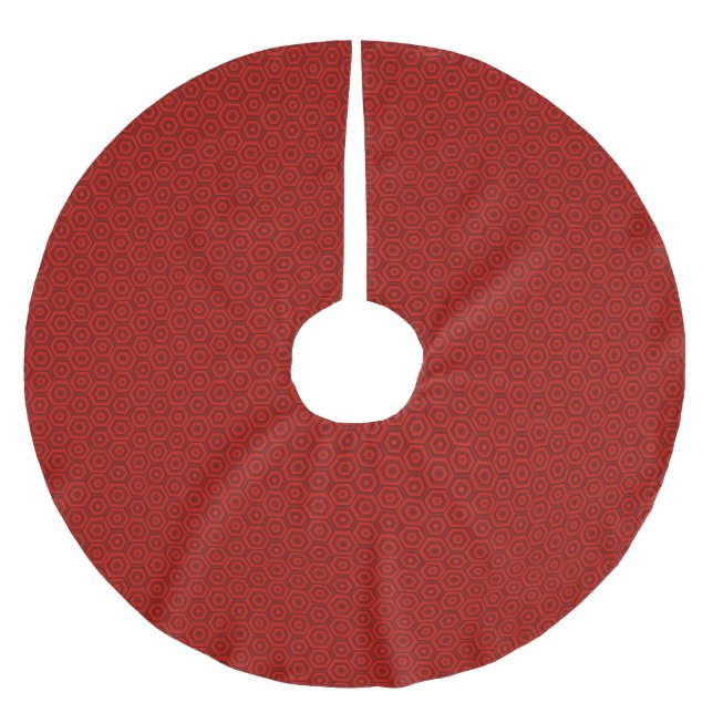 Nested Red Hexagons Brushed Polyester Tree Skirt (Front)