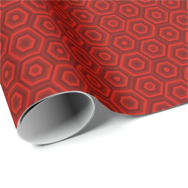 Nested Red Hexagons Wrapping Paper (Roll Corner)