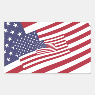 Nested USA Flags Stars and Stripes Rectangular Sticker
