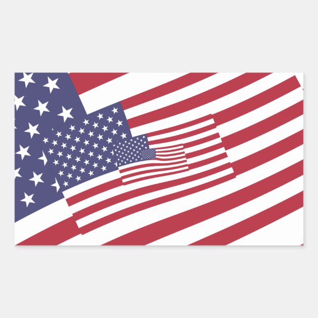 Nested USA Flags Stars and Stripes Rectangular Sticker (Front)
