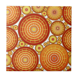 Nested wheels - copper and gold tile