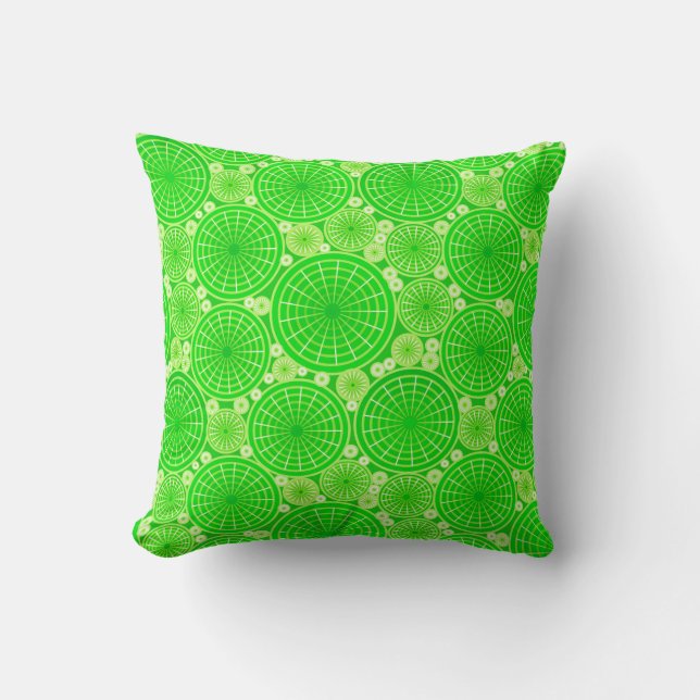 Nested wheels - lime green cushion (Front)