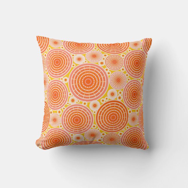 Nested wheels - orange and gold cushion (Front)