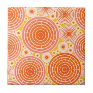Nested wheels - orange and gold tile