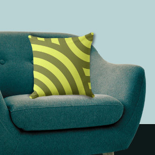 Nested Yellow Quarter Circular Stripes Cushion