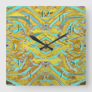Nesting Abstract Backwards Clock Yellow and Aqua
