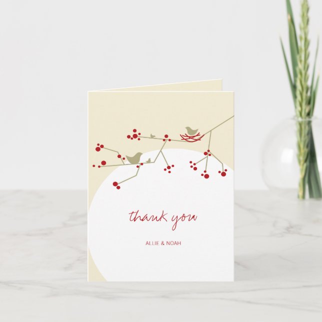 Nesting Bird and Family Baby Shower Thank You Card (Front)