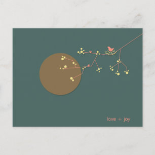 Nesting Bird And Family Baby Thank You Postcard