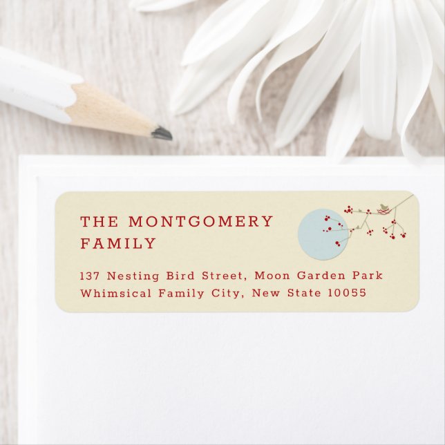 Nesting Bird And Family Minimalist Return Address (Insitu)