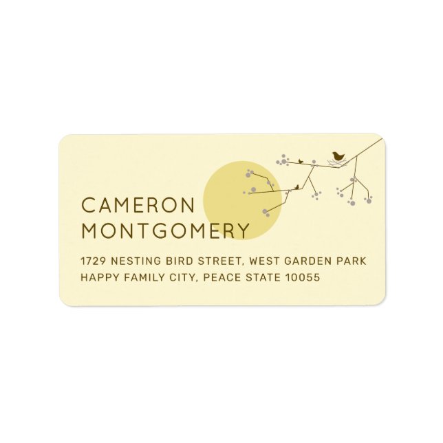 Nesting Bird Family Baby Shower Address Labels (Front)