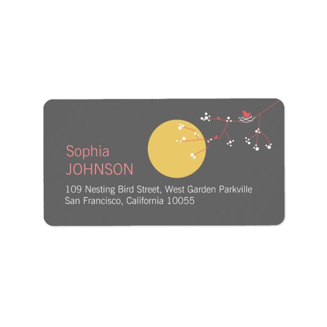 Nesting Bird Family Baby Shower Address Labels (Front)