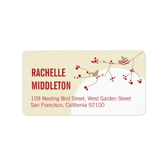 Nesting Bird Family Baby Shower Address Labels